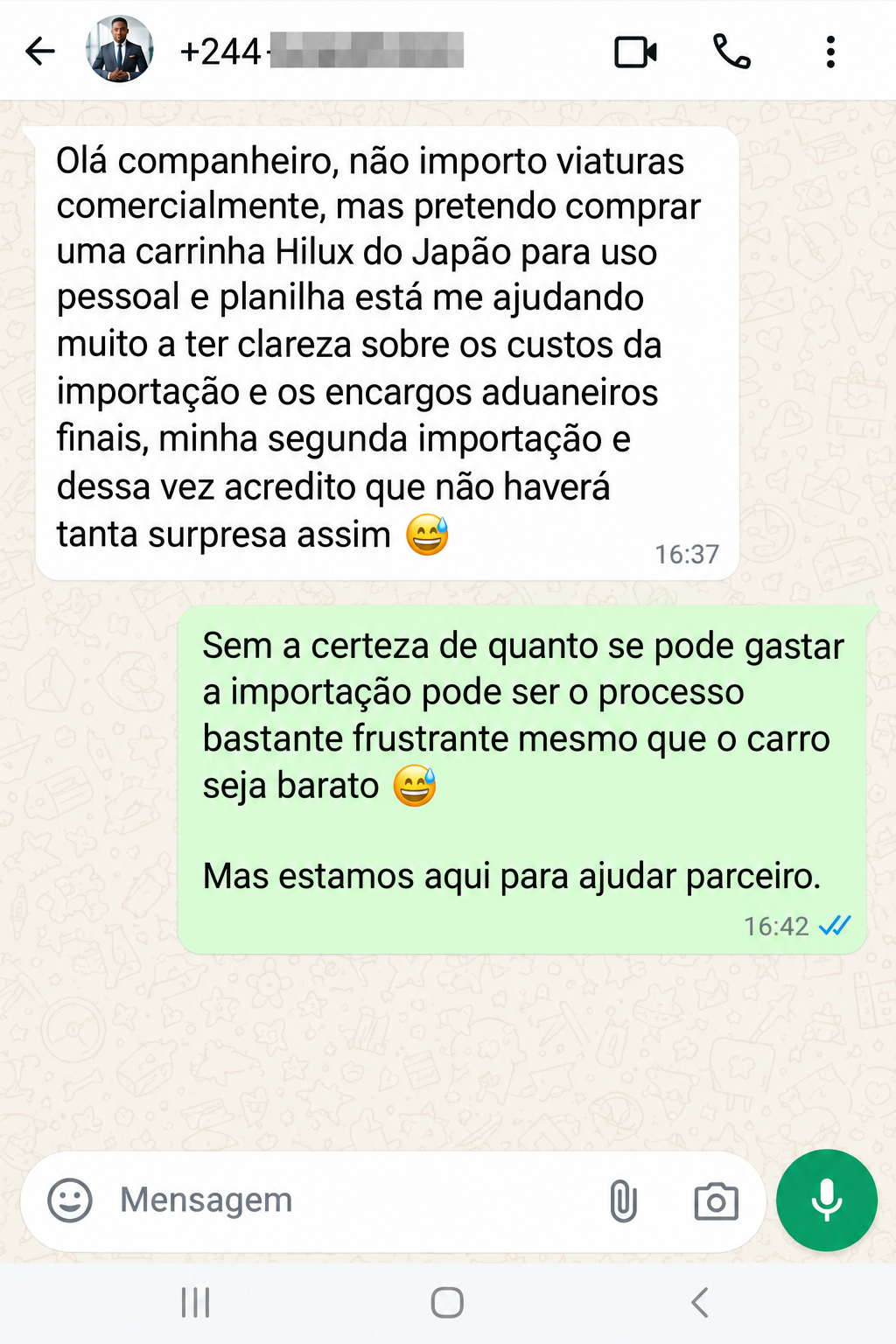 Testemunho de cliente no WhatsApp 1