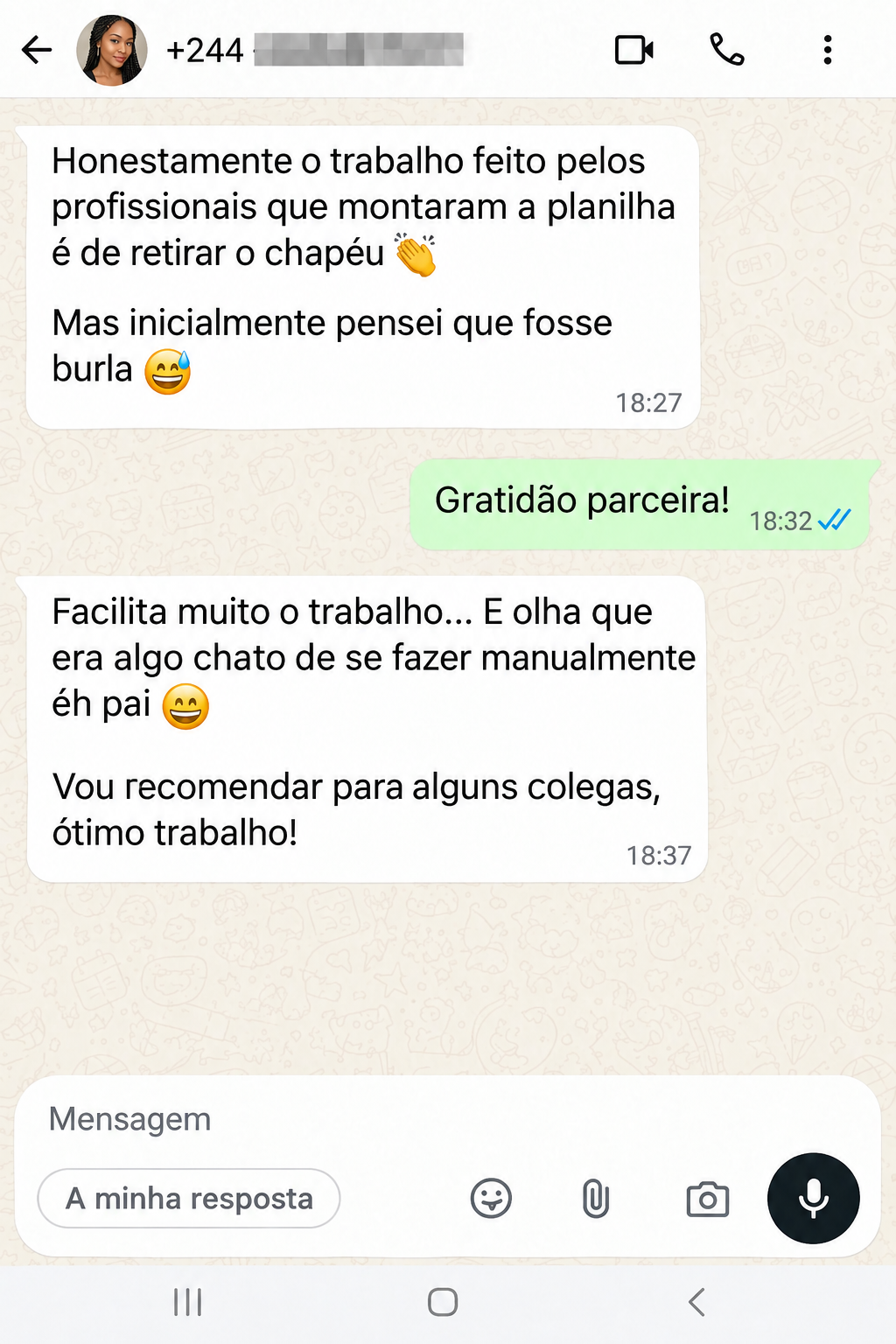 Testemunho de cliente no WhatsApp 3